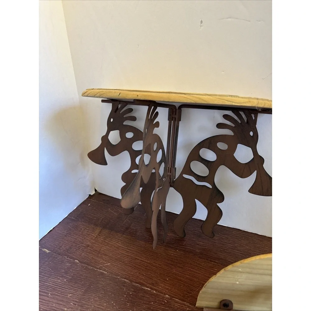 Vintage Set Of 3 Kokopelli Wood And Metal Shelf Half Moon Southwest 13
